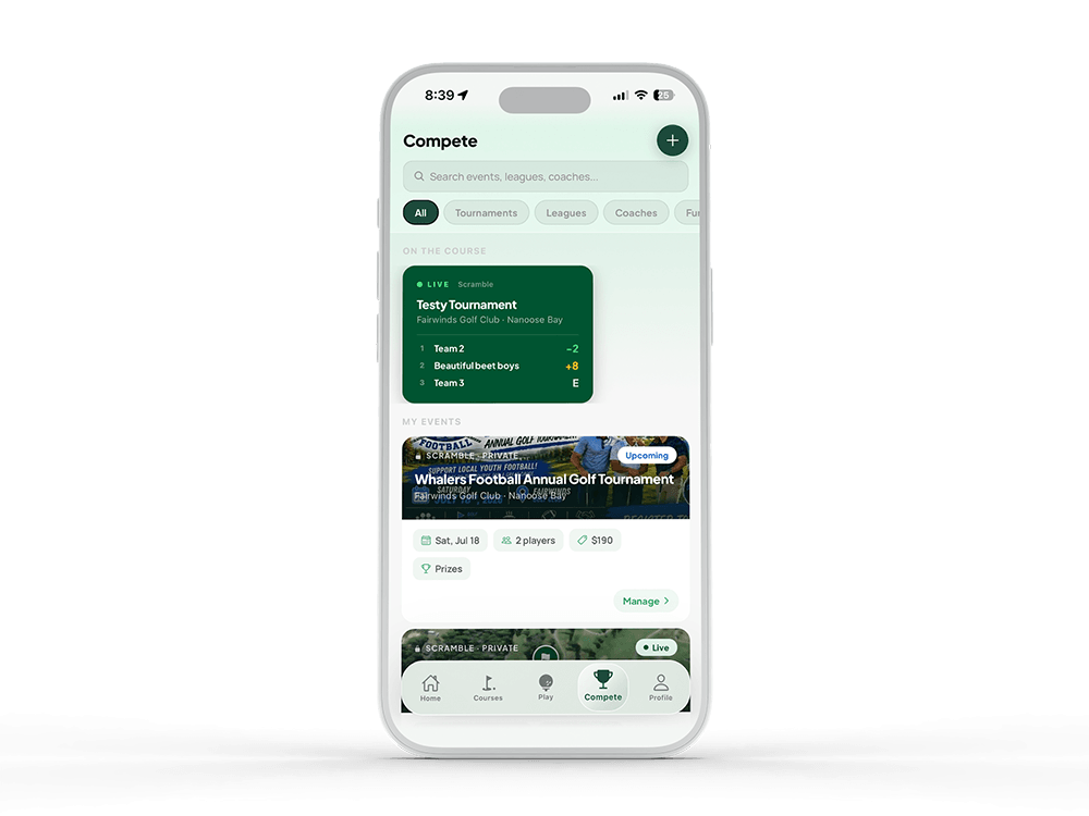 Chirps Compete tab showing a live tournament leaderboard